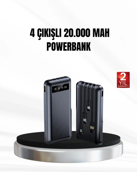 Powerbank 20000 mAh LED Fenerli ve Çoklu Güvenlik Korumasına Sahip ürün görseli 1