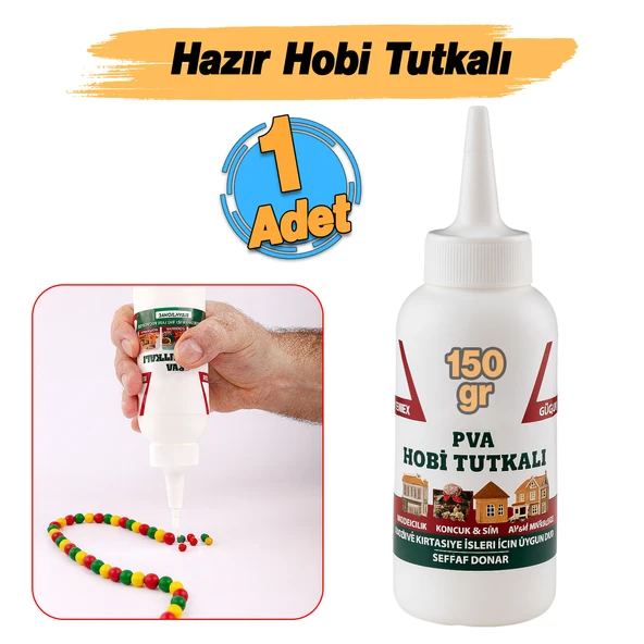 Hobi Tutkalı Hazır PVA 150 gram Şeffaf Ahşap Karton Kumaş Kağıt DIY Uygulama Maket Yapım Yapıştırıcı - Resim 2