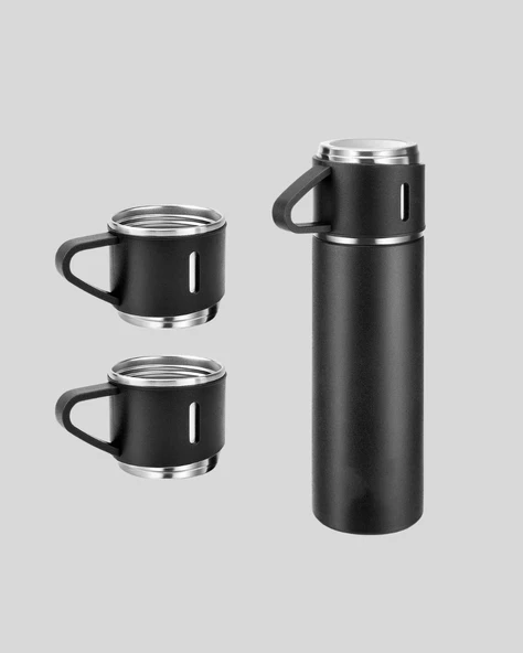 Paslanmaz Çelik 500 ml Termos Seti – 8 Saat Isı Koruma, Vakumlu, Sızdırmaz ve Taşınabilir - Resim 2