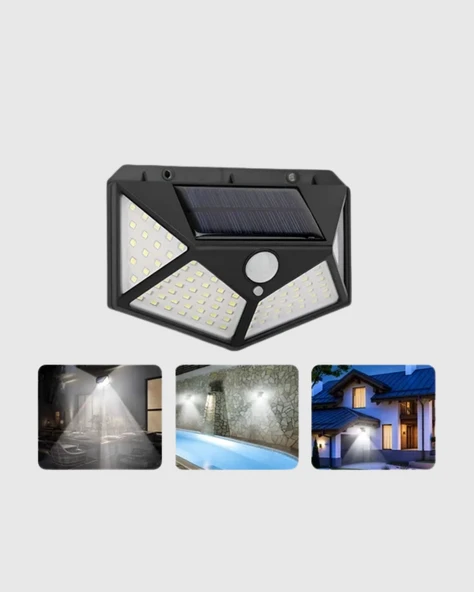 100 LED Güneş Enerjili Bahçe Lambası – PIR Sensörlü, IP65 Su Geçirmez Dış Mekan Aydınlatma - Resim 4