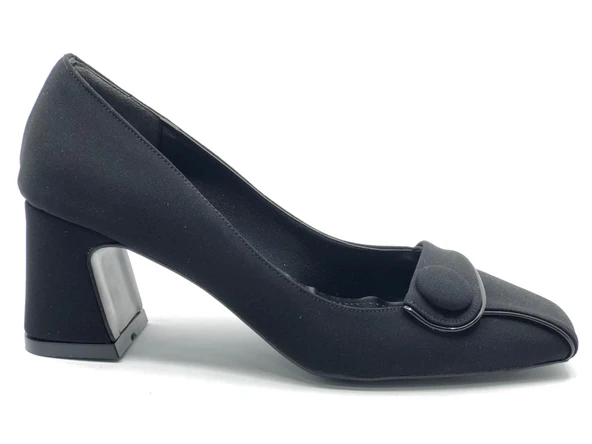 Feles Düğme Detaylı Küt Burun Topuklu Kadın Ayakkabı - Resim 2