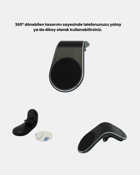 Araç İçi Manyetik Telefon Tutucu Güçlü Klipsli ve 360 Derece Ayarlanabilir - Resim 4