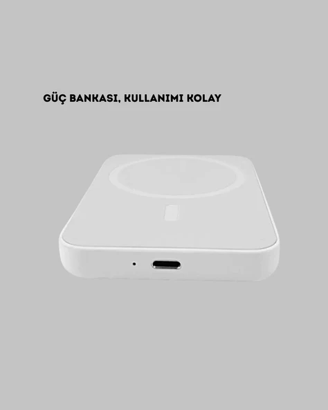 MagSafe Uyumlu Kablosuz Powerbank – Güçlü Mıknatıs, Hızlı Şarj, Kompakt Tasarım - Resim 4