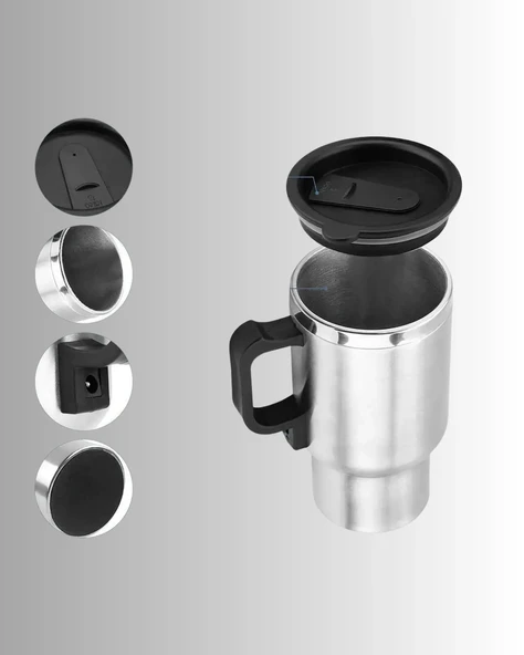 Seyahat Tipi Araç Çakmaklı Isıtıcı Çelik Termos Bardak - 5
