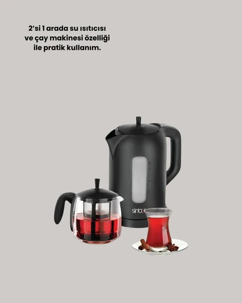 0,9 L Cam Demlik ve 1,7 L Su Haznesi ile Çay Keyfi - 4