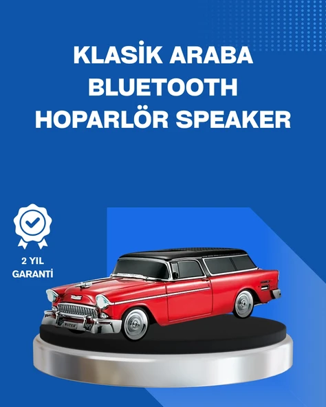 Retro Araba Şekilli Kablosuz Bluetooth Hoparlör ürün görseli