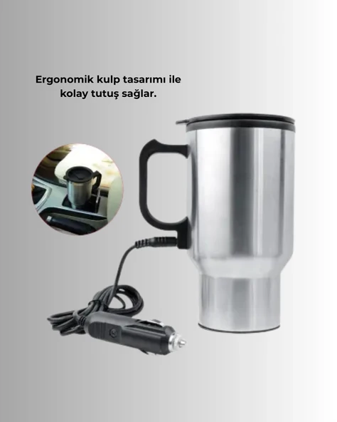 Seyahat Tipi Araç Çakmaklı Isıtıcı Çelik Termos Bardak - 3