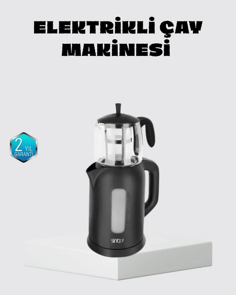 Sinbo Elektrikli Çay Makinesi 1.7 L Su Isıtıcı ve Cam Demlikli Güvenli Kullanım