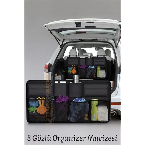 8 Gözlü Araç Koltuk Arkası Organizer – Güçlü Tokalı, Cırtlı, Ayarlanabilir Tasarım ürün görseli