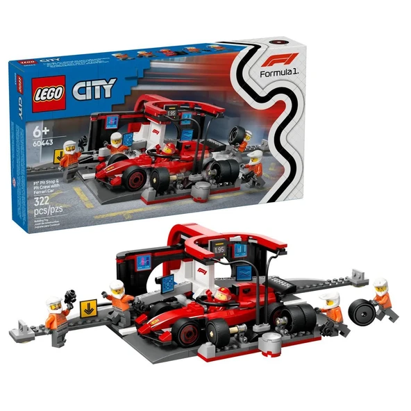 60443 Lego City Ferrari F1 Pit Stop ve Pit Ekibi 322 parça +6 yaş ürün görseli