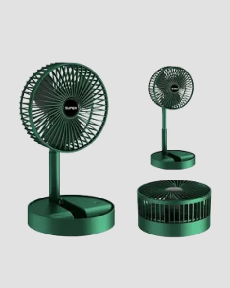 Şarjlı Katlanabilir Mini Fan – 3 Kademe Hız Ayarı, Taşınabilir Tasarım - Resim 2