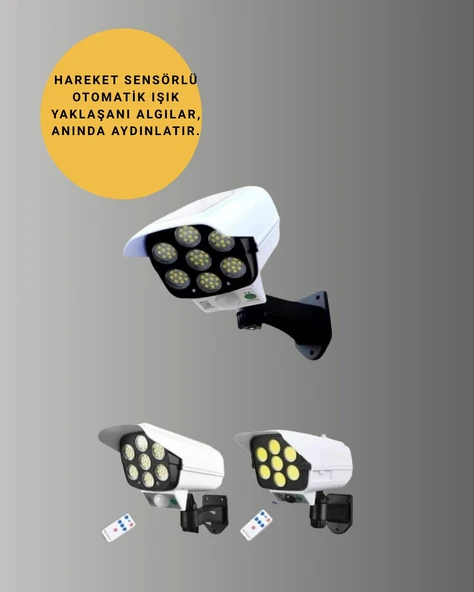 3 Modlu Güneş Paneli Aydınlatmalı Dış Mekan Güvenlik Işığı – IP65 Su Geçirmez, PIR Sensörlü - Resim 5