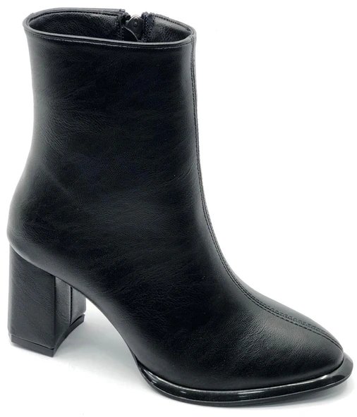 Feles Dikiş Detaylı Klasik Topuklu Kadın Bot - Resim 3