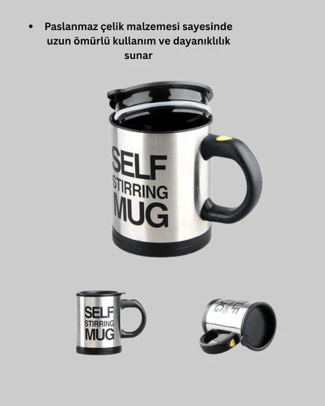 Otomatik Karıştıran Akıllı Kupa – Paslanmaz Çelik, Isı Korumalı - Resim 4