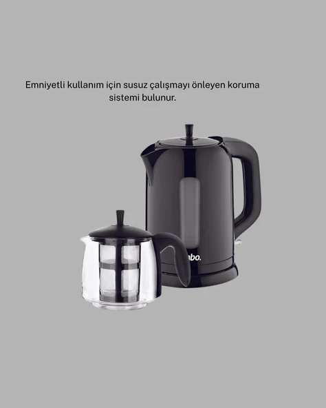 Sinbo Elektrikli Çay Makinesi 1.7 L Su Isıtıcı ve Cam Demlikli Güvenli Kullanım - 3