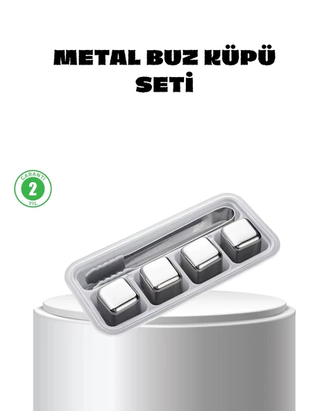 Paslanmaz Çelik Metal Buz Küpü Seti Sulandırmadan Soğutma ve Klips Dahil ürün görseli