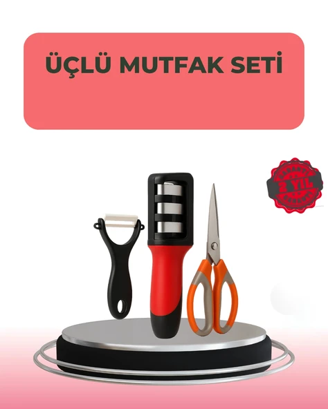 3 Parçalı Çok Fonksiyonlu Mutfak Makas Seti – Paslanmaz Çelik, Ergonomik Tasarım ürün görseli