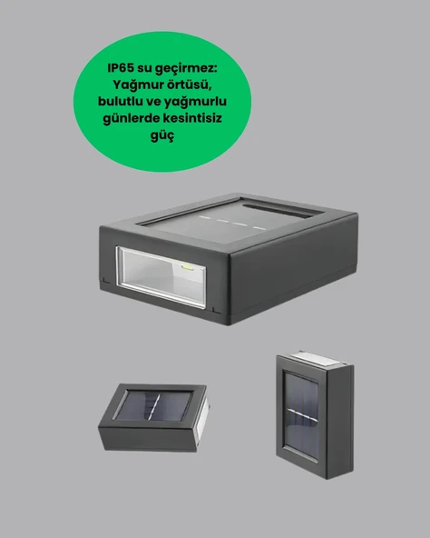 Güneş Enerjili Su Geçirmez LED Duvar Lambası - Resim 4