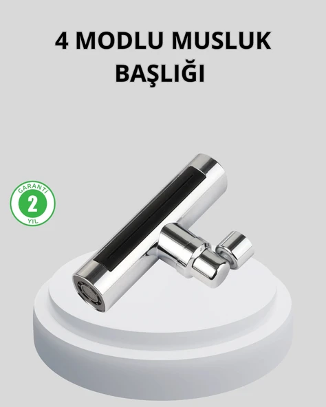 360° Dönebilen Musluk Başlığı 4 Fonksiyonlu Su Tasarruflu ve Dayanıklı ürün görseli
