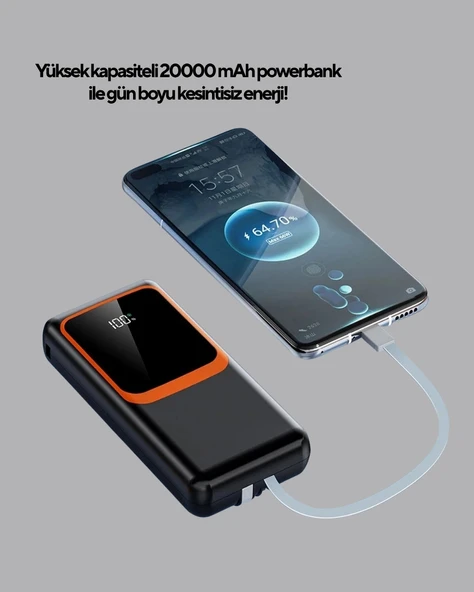 Powerbank 20000 mAh Yüksek Kapasiteli ve 22.5W Hızlı Şarj Destekli - Resim 5
