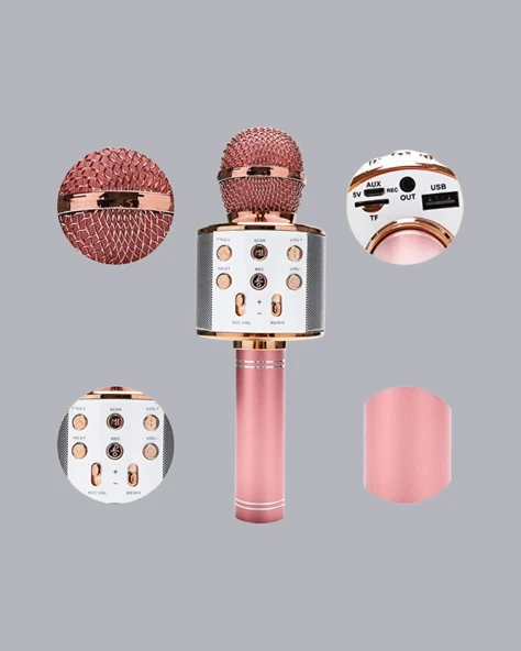 Kablosuz Bluetooth Karaoke Mikrofon  Yankı Efektli - Resim 4