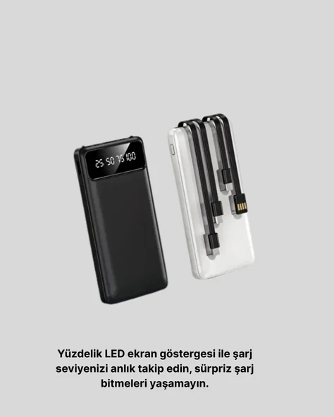 20.000 mAh 4 Çıkışlı LED Göstergeli Hızlı Şarj Powerbank - Resim 3