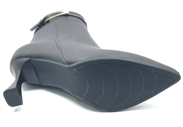 Feles Yanı İnce Taş Tokalı Klasik Sivri Burun Topuklu Kadın Bot - Resim 6