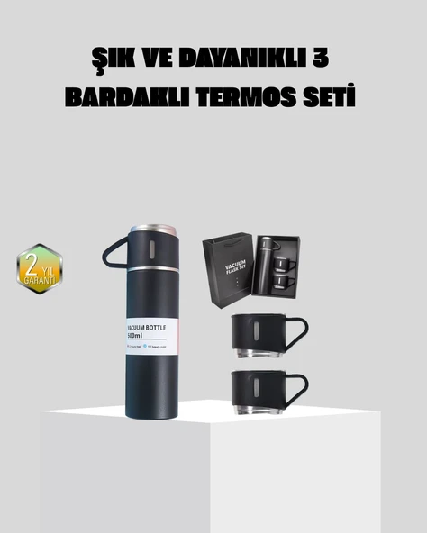 Paslanmaz Çelik 500 ml Termos Seti – 8 Saat Isı Koruma, Vakumlu, Sızdırmaz ve Taşınabilir ürün görseli 1