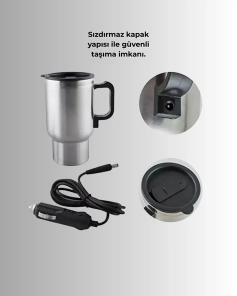 Seyahat Tipi Araç Çakmaklı Isıtıcı Çelik Termos Bardak - 4