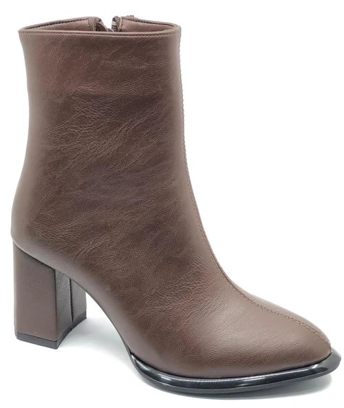 Feles Dikiş Detaylı Klasik Topuklu Kadın Bot - Resim 7