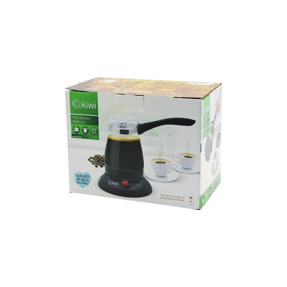 KİWİ KCM-7514 CAM ELEKTRİKLİ CEZVE TÜRK KAHVE MAKİNESİ 360 DERECE DÖNEBİLEN TABAN 6 FİNCAN 1000W 400ML 304 ÇELİK GİZLİ REZİSTANS (5314)