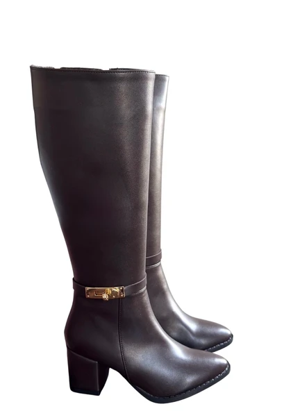 Jeoli Kahverengi Cilt Topuklu Çizme ürün görseli 1