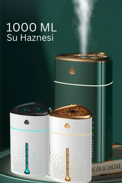 1000 ML Ultrasonik Hava Nemlendirici Işıklı Buhar Makinesi Ve Aroma Difüzörü (5314) - 2