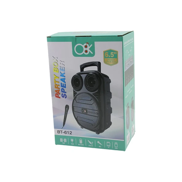6.5 İNÇ BLUETOOTH WİRELESS MİKROFONLU HOPARLÖR - SPEAKER USB SARJLI AUX - TF - USB BT-612 (5314)