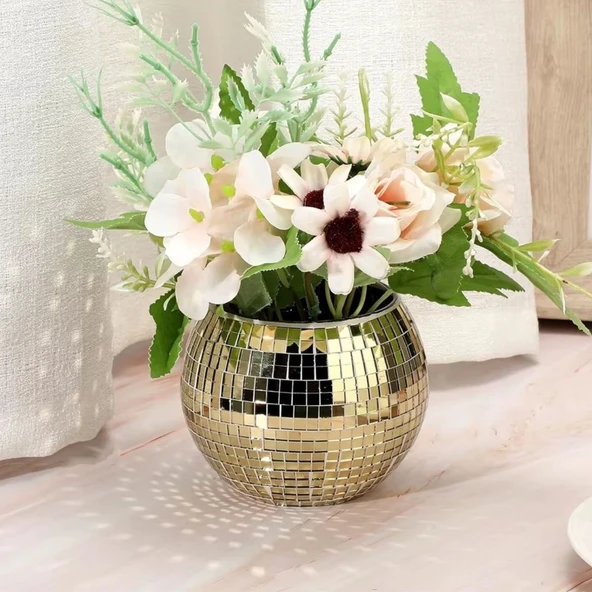 Kare Gold Cam Mozaik Fayans Çıkartmaları El İşi Kare Cam Fayans Kendinden Yapışkanlı Aynalı Dekor Panel 30x30 Cm (5314) - 2