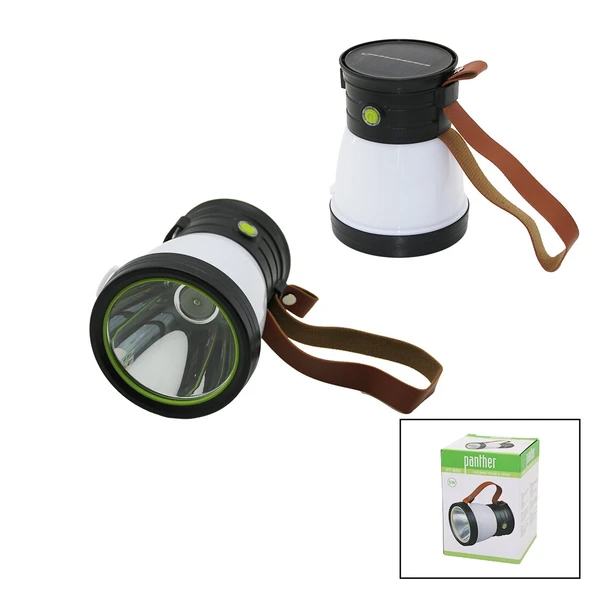 2İN 15W+360°SMDEL FENERİ SOLAR- USB ŞARJ POWERBANK 500LM IŞIK AYARI FLAŞÖR SUNİ DERİ KULP PT-8151 (5314)