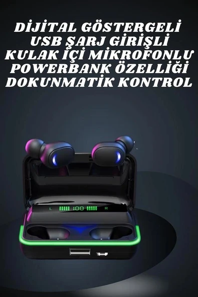 İkili Bluetooth Kulaklık Dijital Göstergeli Uzun Pil Ömrü Yüksek Ses Kaliteli - Resim 3