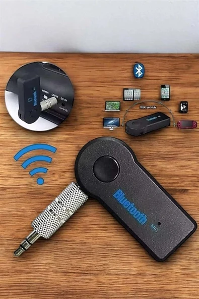 Tüm Araçlara Uyumlu Aux Car Bluetooth Kablosuz Araç Bağlantı Kiti ürün görseli 1