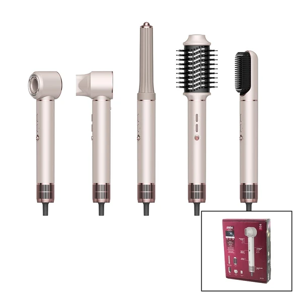 ROSE GOLD AİR BRUSH 5İN1=BUKLE-HACİMLE-DÜZLEŞTİR-2-FIRÇA SAÇ KURUTMA - ŞEKİL MAKİNESİ 1300W3-KDM.HIZ - DERECE SHD-1729 (5314)