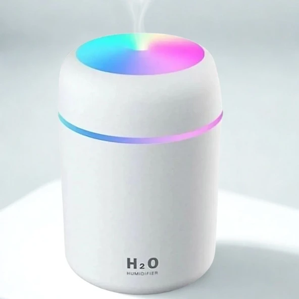 Usb Rengarenk Işıklı 300 ml Ulrasonik Hava Nemlendirici Buhar Makinesi Ve Hava Aroma Difüzörü (5314)