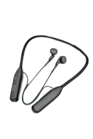 100 Saat Kablolu Boyun Askılı Dijital Göstergeli Bluetooth Kulaklık - Resim 4