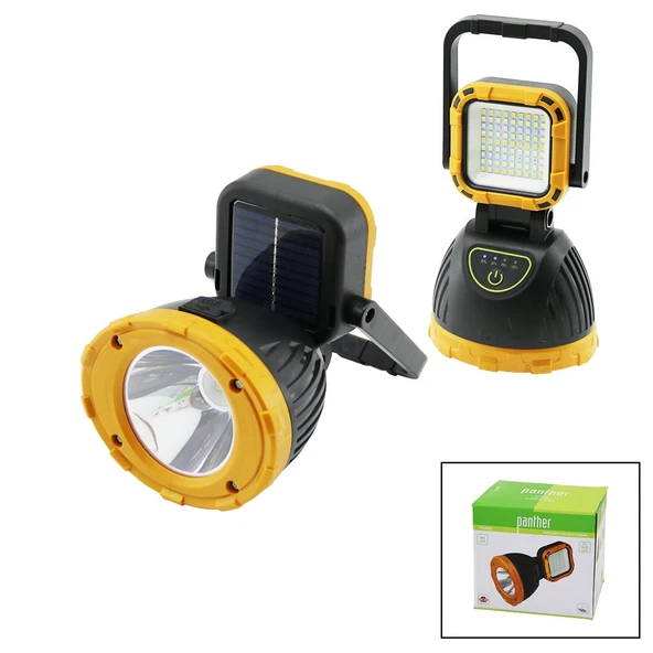 2İN 13W+81SMD LEDSOLAR - USB ŞARJLIEL FENERİ POWERBANK 180° AYAR FLAŞÖR 1200LM IŞIK AYARI PT-8411 (5314)