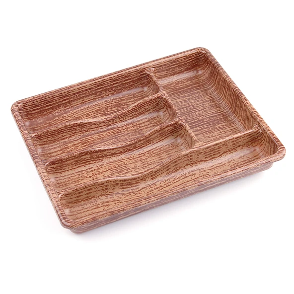 AHŞAP RENK - 5 BÖLMELİ ÇEKMECE İÇİ KAŞIKLIK 36X29CM (5314)