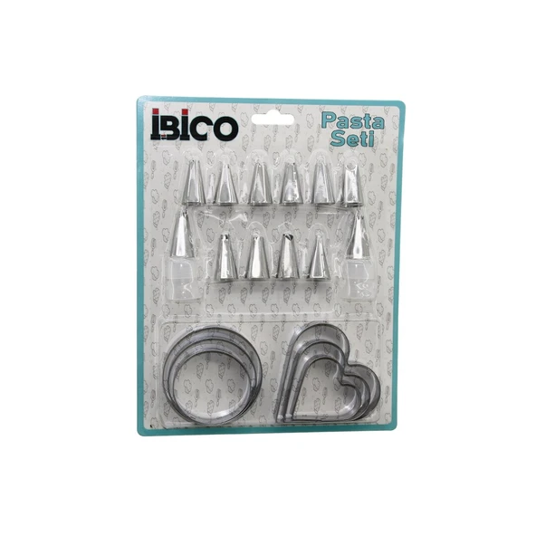 20PCS PASTA SÜSLEME UÇ SETİ= 12-METAL KURABİYE KALIP METAL=3-KALP - 3-YUVARLAK 2-UÇ TUTUCU PLS.ADAPTÖR (5314)