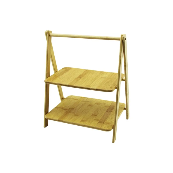 PORTATİF AYAKLI - 2 KATLI AHŞAP BAMBU ORGANİZER RAF =18X28 - 22X28CM Y: 6-20-39CM (5314)