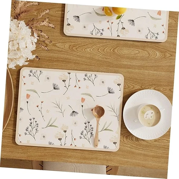 Çiçekli Kaymaz Servis Matı - Resim 2