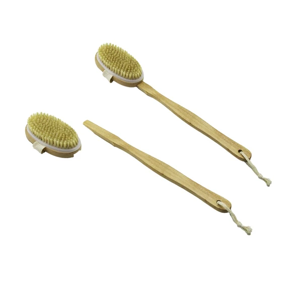 2İN1 KULLANIM = AHŞAP SAPLI - ELE GEÇMELİ  SIRT KESESİ - DUŞ FIRÇASI  FIRÇA:6 X 12CM + SAP:26.5CM =38.5CM (5314)