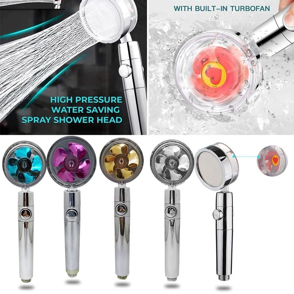 Pervaneli Duş Başlığı 360 Derece Dönebilen Aç Kapa Su Tasarruflu (5314) - 4