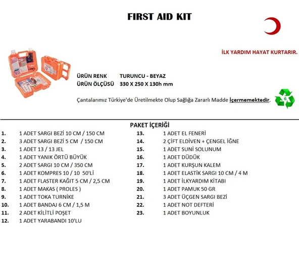 Büyük Boy İlk Yardım Seti First Aid Kit (5314) - 2