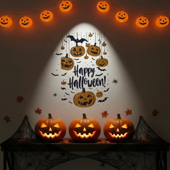 Halloween Temalı Balkabaklı Duvar Sticker Seti ürün görseli